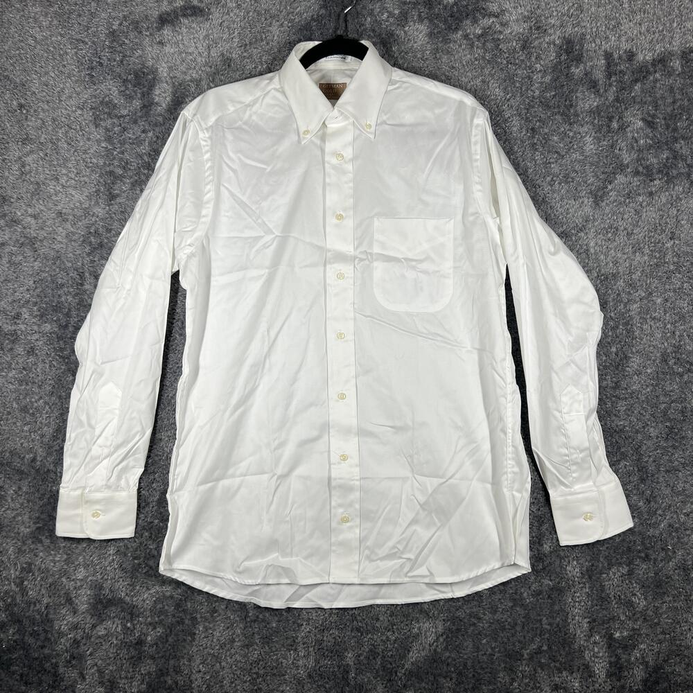 Gitman Gold Shirt Mens M White Long Sleeve Button Up Cotton Classic Fit